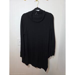 EILEEN FISHER Black Merino Wool Turtleneck Tunic Lightweight Sweater Size M